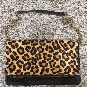 Leopard Print Women's Clutch with Chain Strap